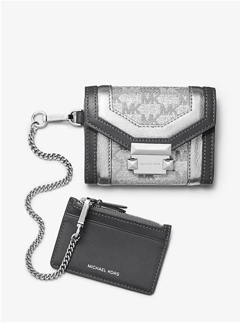 michael kors shiny wallet|Whitney Small Leather Chain Wallet .